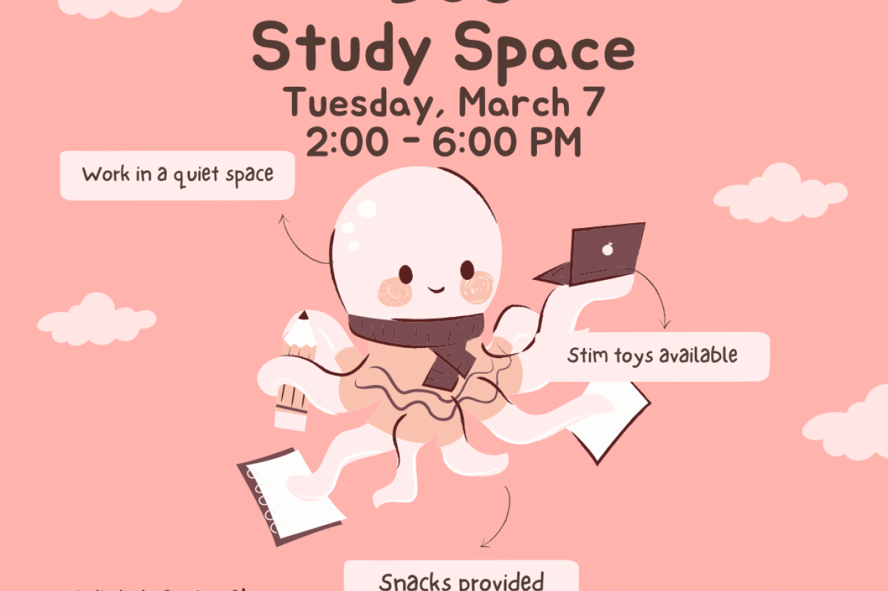 A flyer advertising a study space hosted by the DOC during Prep Week.