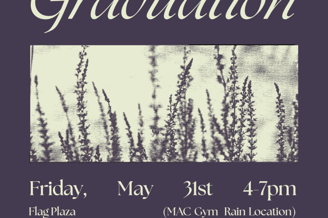 Pride Celebration and Lavender Graduation Poster with decorative lavender in the middle