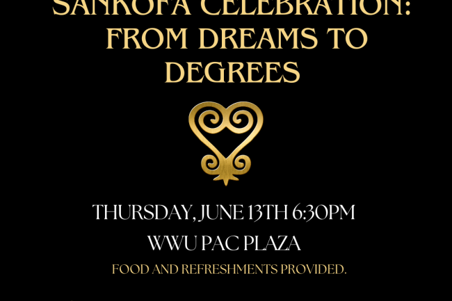 decorative flyer advertising the BSC's Sankofa celebration: From Dreams to Degrees
